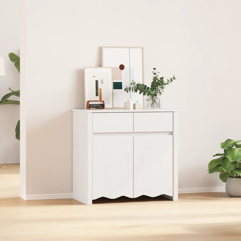 Buffet vidaXL "DRAMMEN" Branco 79x43x75,5 cm Madeira Sólida de Pinheiro