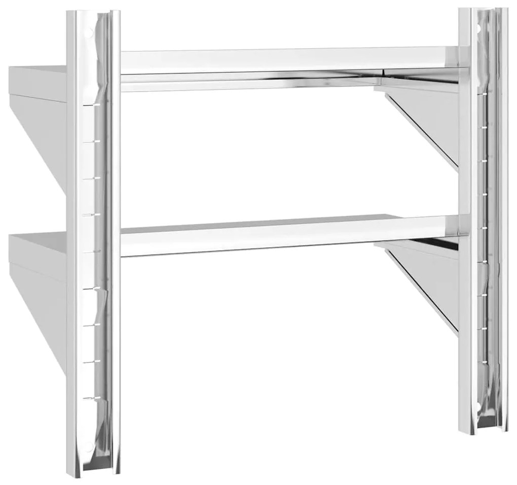 Estante parede 2 prateleiras 50x23,5x48 cm aço inoxidável prata