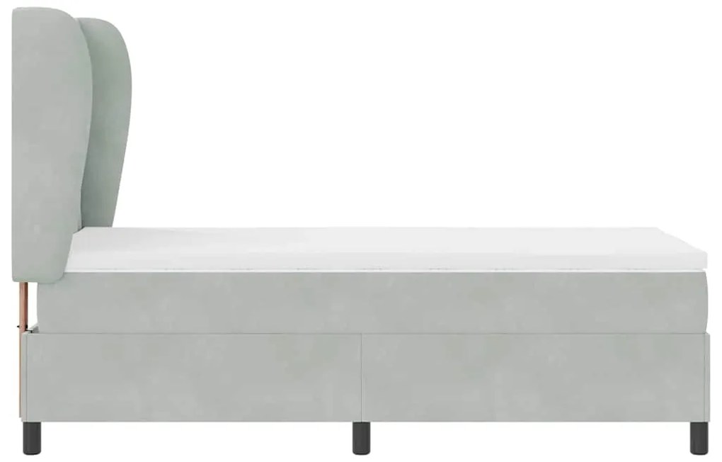 Cama com Estrado e Colchão Cinza Claro 90x200 cm em Veludo