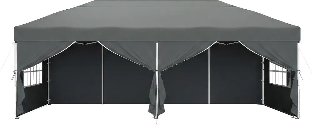 Tenda dobrável de 6 x 3 m, com paredes laterais, resistente, pavilhão para jardim, eventos, feiras cinzenta
