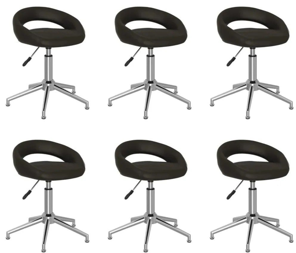 vidaXL Cadeiras de jantar giratórias 6 pcs couro artificial preto