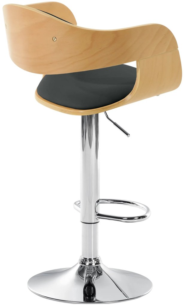 Banco de bar Kingston em couro sintético 50 x 88-102 x 48 cm Natural + Preto