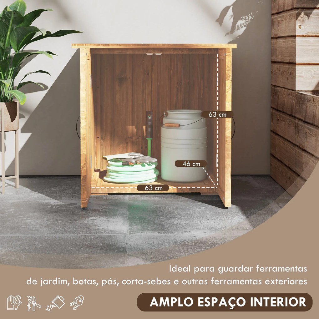 Armário de Jardim em Madeira de Abeto – 77x55x72 cm | Com 2 Portas Mag