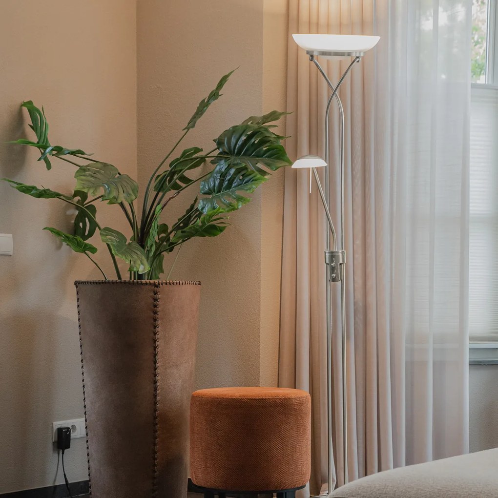 Candeeiro de pé em aço com LED e dimmer com luz de leitura - Empoli