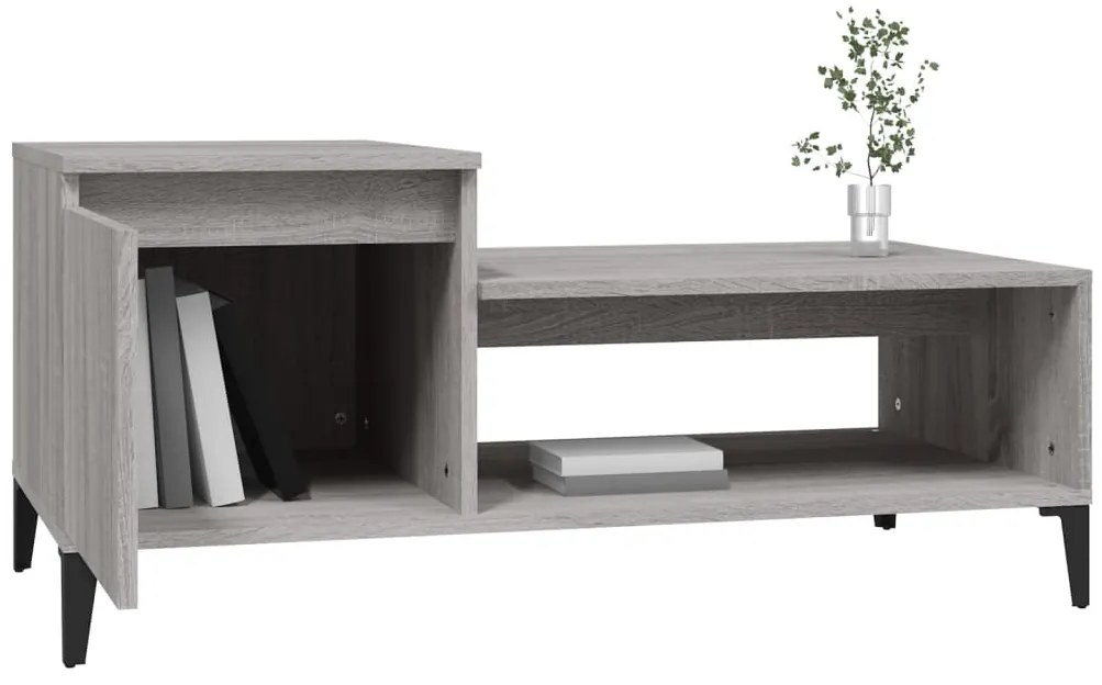 Mesa de centro 100x50x45 cm derivados madeira cinzento sonoma