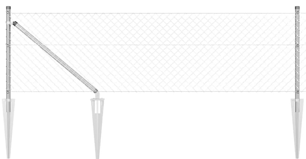 Conjunto de Postes de Cerca Prateado 0.6 x 10 m Aço galvanizado