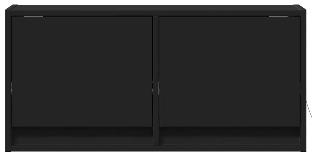 Móvel de parede para TV com luzes LED 80x31x35 cm preto