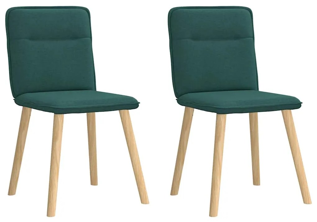 Cadeiras de jantar 2 pcs tecido verde-escuro