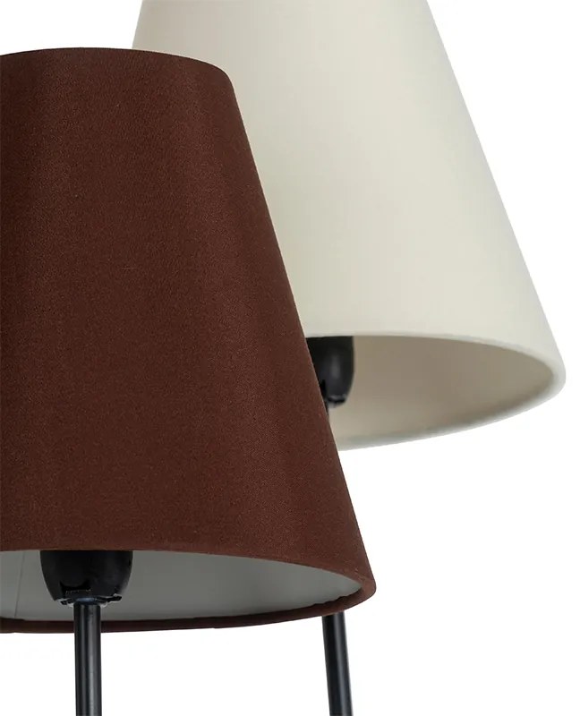 Candeeiro de pé design preto com abajures de tecido 5 luzes - Melis Moderno