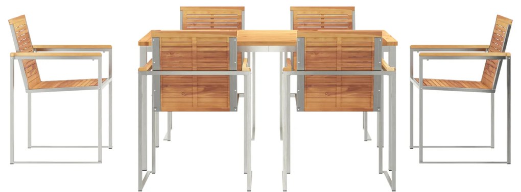 Conjunto de Jantar para Jardim vidaXL de 7 Peças Madeira Sólida Teca