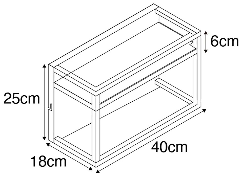 LED Candeeiro de parede inteligente preto com prateleira incl. 2 Wifi G95 - Cage Rack Industrial