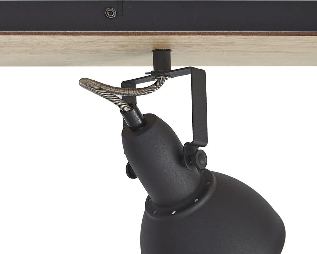 Foco de teto preto com madeira 4 luzes giratório e inclinável - Jakub