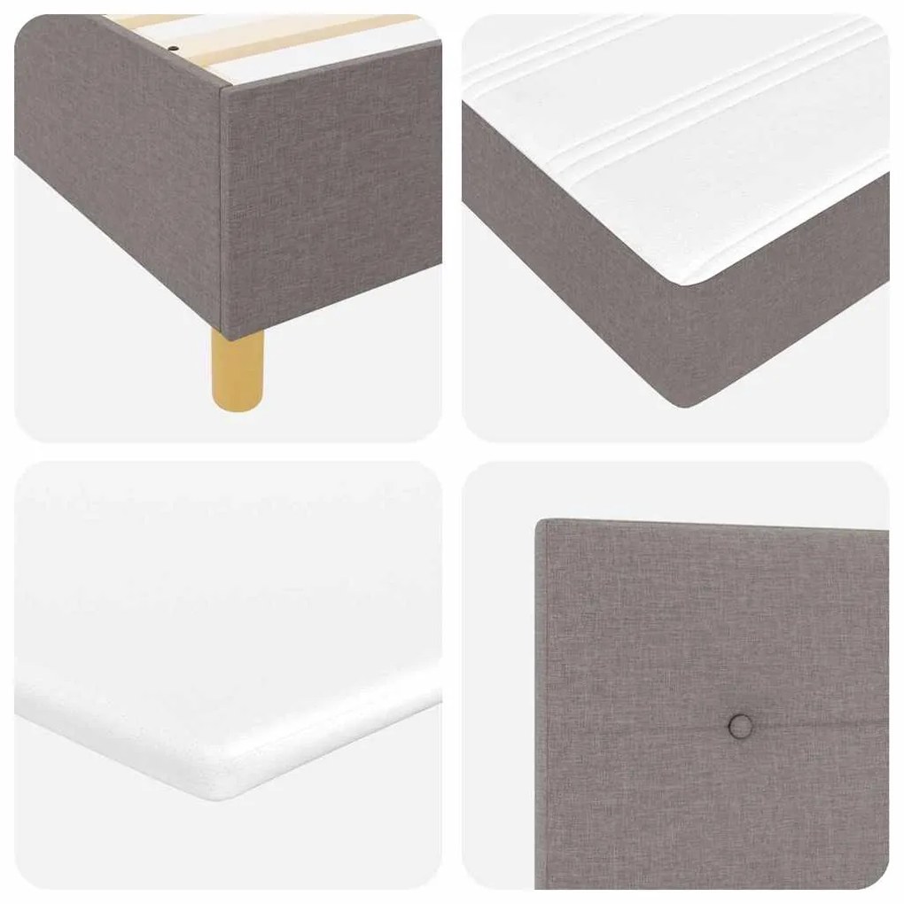 Cama Box Spring com Colchão &amp; LED Taupe 120x190 cm Tecido