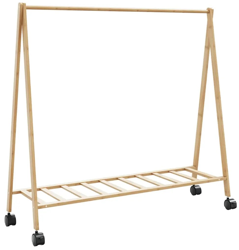 Cabide com prateleiras e rodas 106x34x106,5 cm bambu