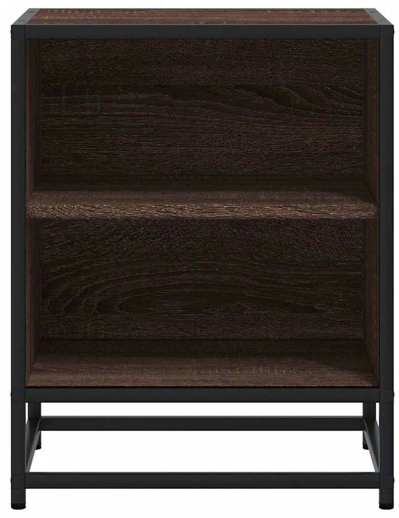 Mesa de cabeceira carvalho castanho 40x31x50 cm madeira e metal