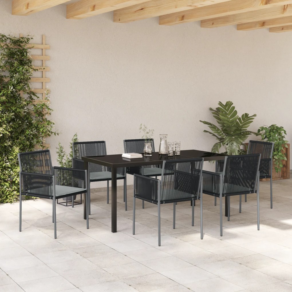 Conjunto de Jantar de Jardim de 7 Peças com Almofadas em Rattan de Pol