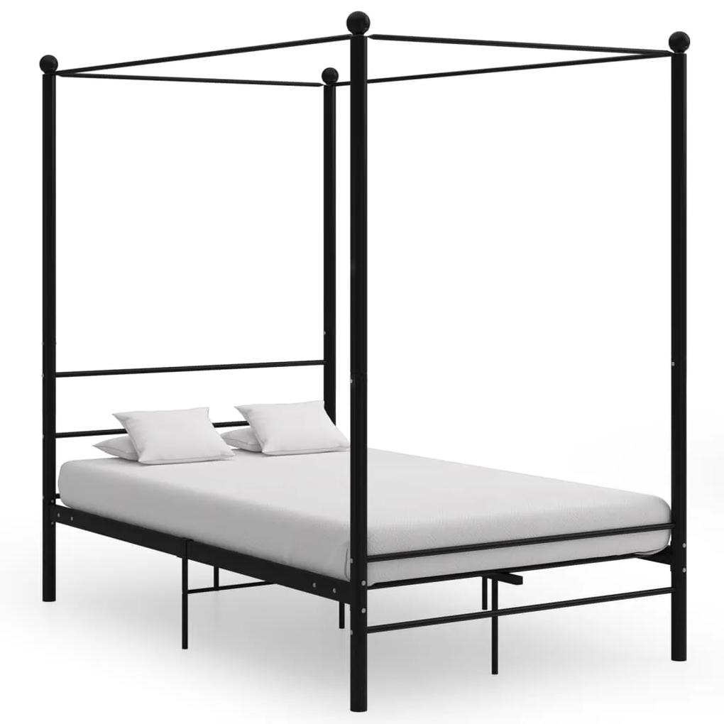 Estrutura de cama com dossel 120x200 cm metal preto