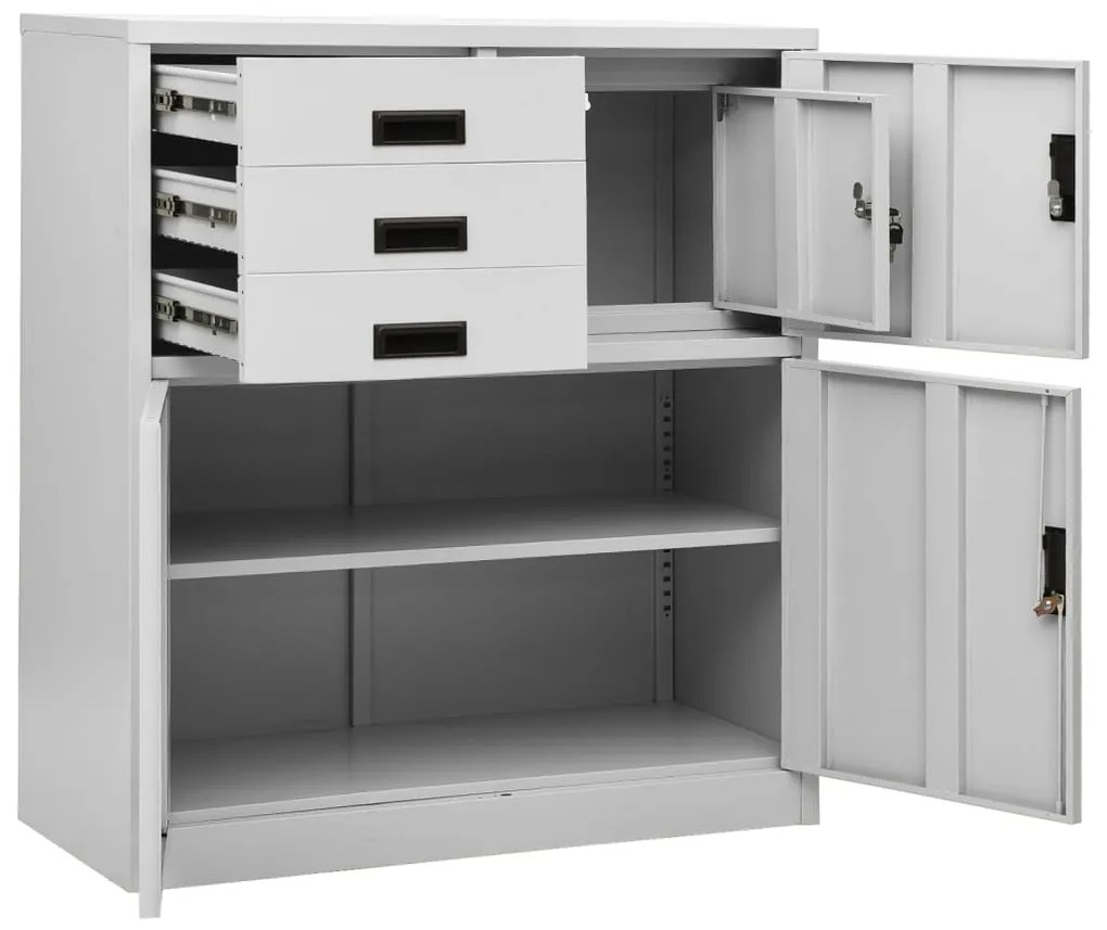Armário de escritório 90x40x102 cm aço cinzento-claro
