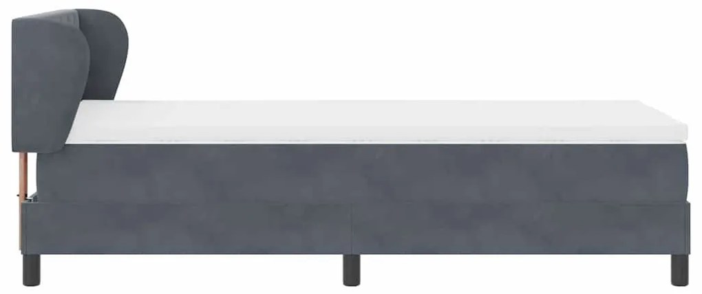 Cama Box com Colchão vidaXL Cinza Escuro 90x200 cm em Veludo