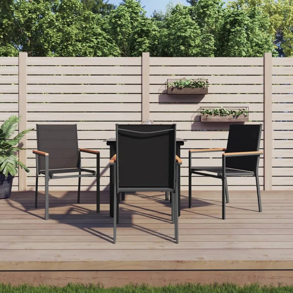 vidaXL 5 pcs conjunto de jantar para jardim textilene e aço preto