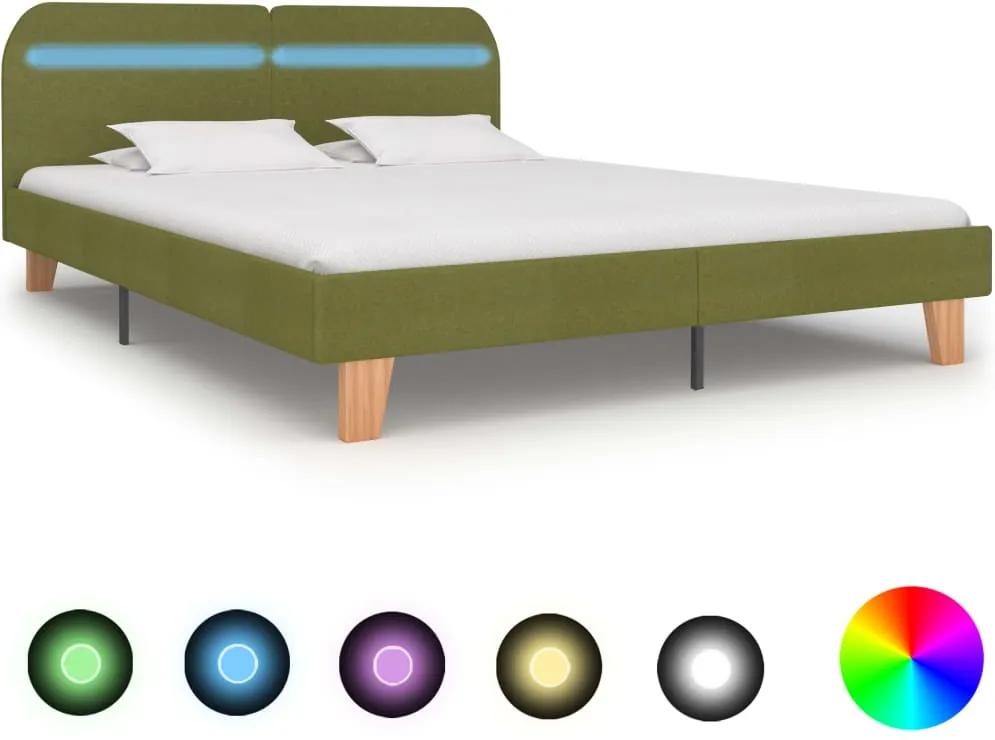 Estrutura de cama com LEDs em tecido 160x200 cm verde
