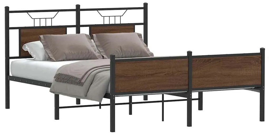 Estrutura cama s/ colchão derivados madeira carvalho castanho