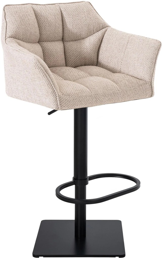 Banco de bar Damaso em tecido e com estrutura preta 64 x 88-113 x 45 cm Bege marfim