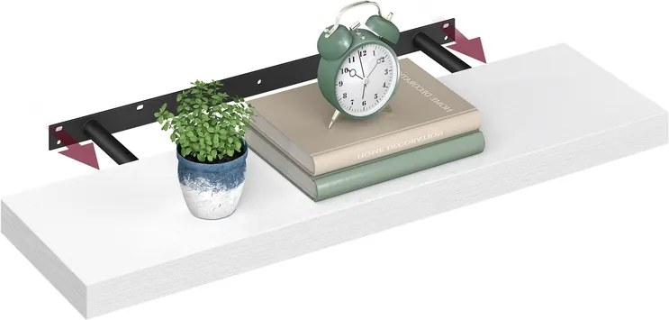 Prateleira de parede suspensa para molduras 20 x 80 x 3,8 cm, branca