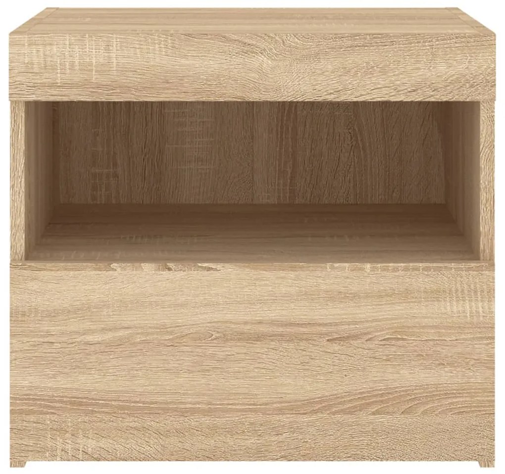 Mesa de cabeceira com luzes LED 50x40x45 cm carvalho sonoma