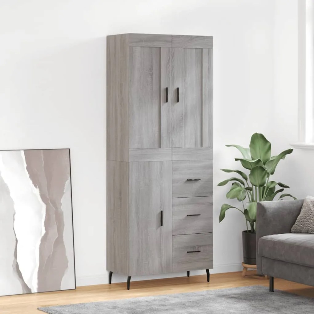 vidaXL Armário alto 69,5x34x180 cm derivados de madeira sonoma cinza