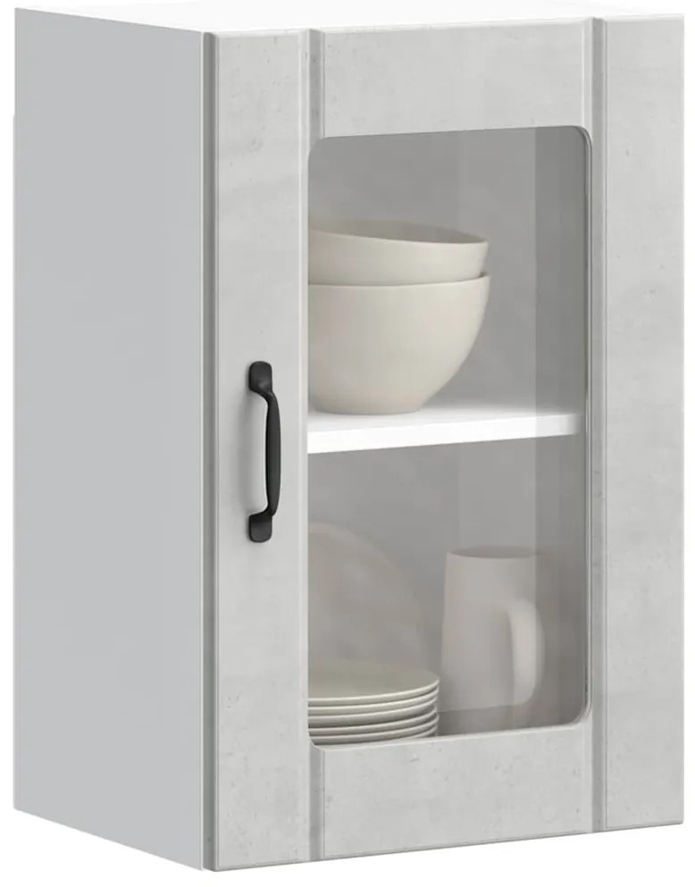 Armário de parede de cozinha porta vidro Lucca cinzento cimento
