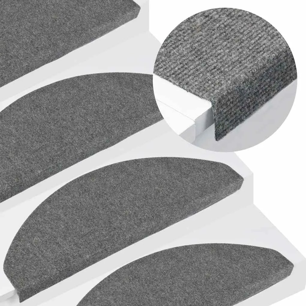 vidaXL Tapetes de escada adesivos 20 pcs 65x22,5x3,5 cm cinzento