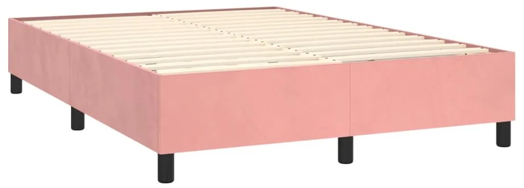 Estrutura de cama 140x200 cm veludo rosa