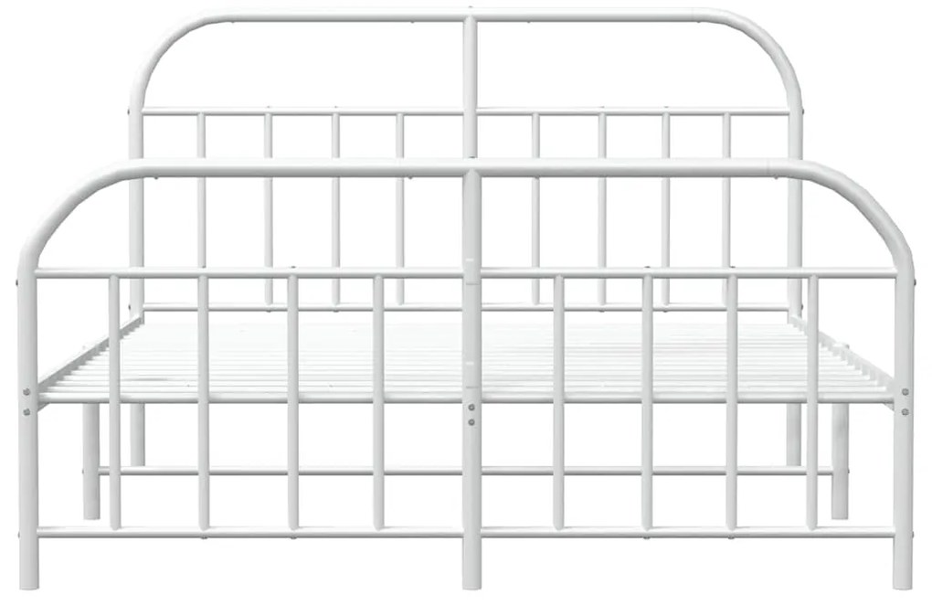 Estrutura de cama com cabeceira e pés 135x190 cm metal branco