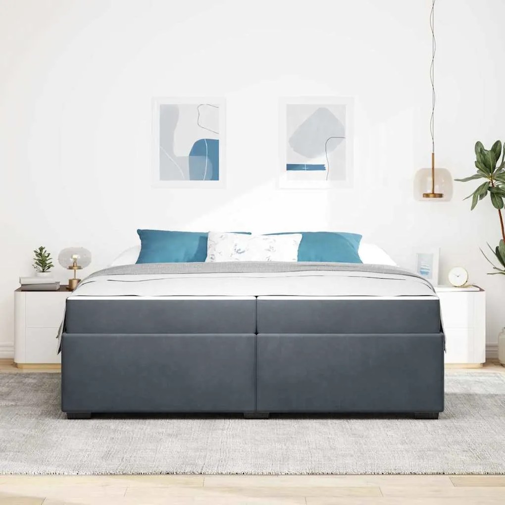 Estrutura da Cama Outros Cinzento escuro 200 x 200 cm Veludo