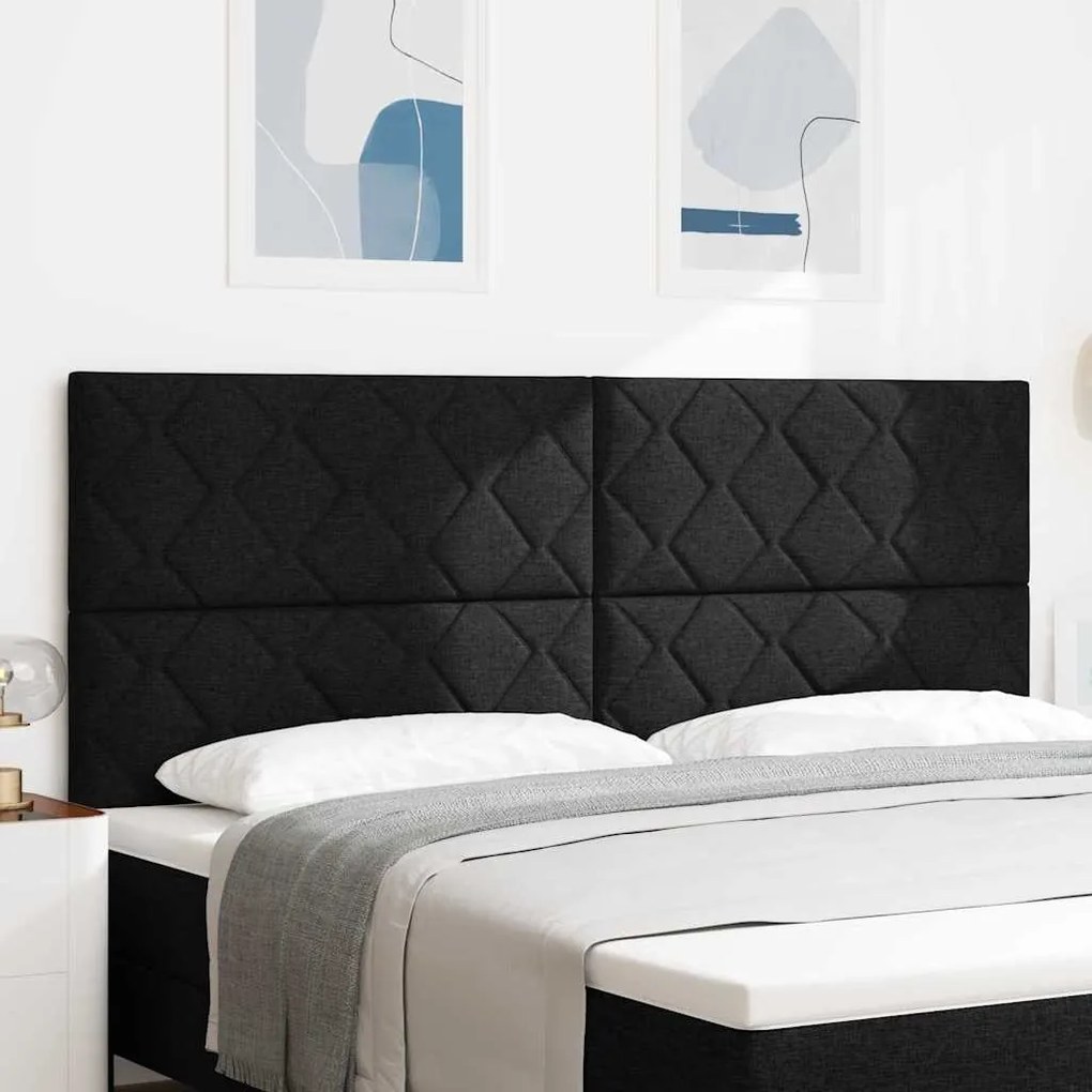 vidaXL Cabeceira com Design de Blocos de Diamante Preta 200 cm de Tecido