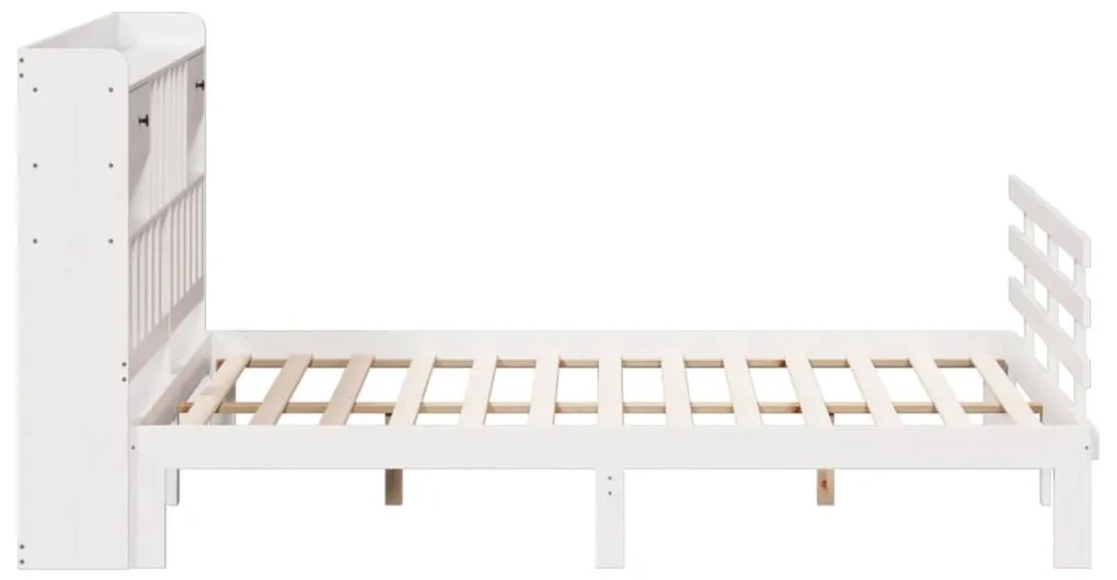 Cama com estante sem colchão 180x200 cm pinho maciço branco