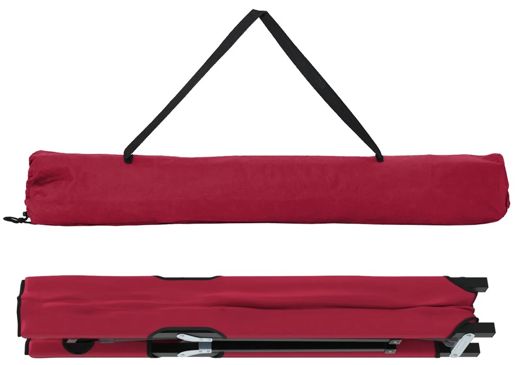 Cama Solar Dobrável com Bolsa Vermelha Tecido Oxford 600D