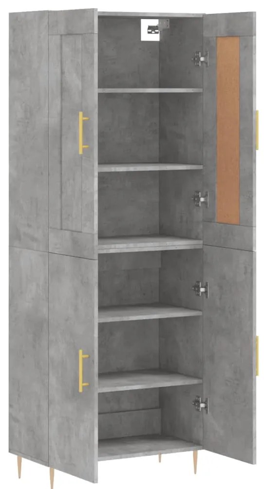 Armário alto 69,5x34x180 cm derivados de madeira cinza cimento