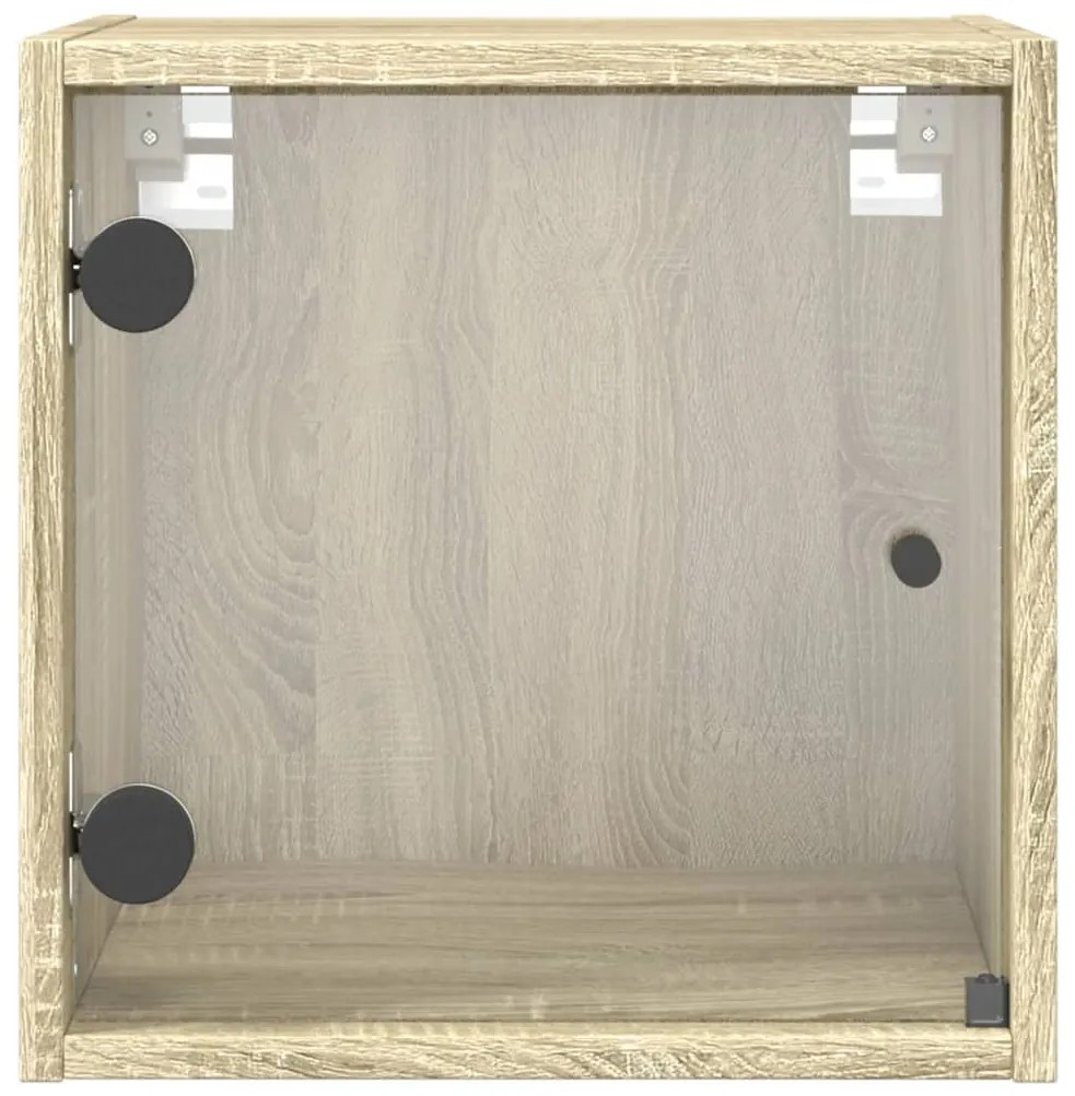 Mesa de cabeceira c/ porta de vidro 35x37x35 cm carvalho sonoma