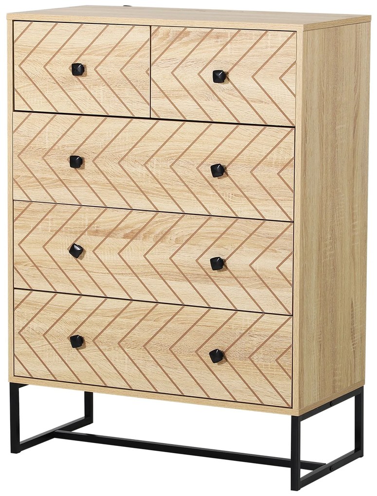 Armário auxiliar Cômoda 5 Gavetas Organizador de Mesa de Cabeceira Armazenamento de Escritório 80x39.5x110cm