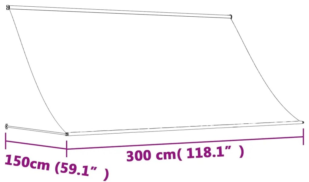 Toldo retrátil 300x150 cm tecido e aço antracite