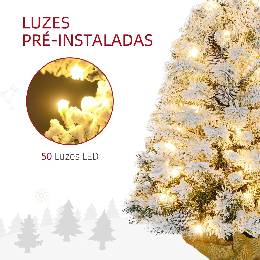 Árvore de Natal 90 cm Árvore de Natal Artificial Nevado com 50 Luzes L