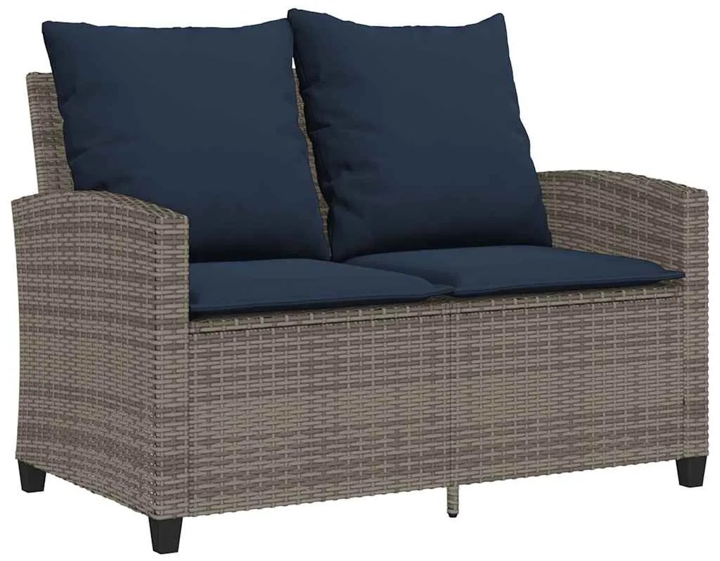 6 pcs conjunto sofás de jardim com almofadões vime cinzento
