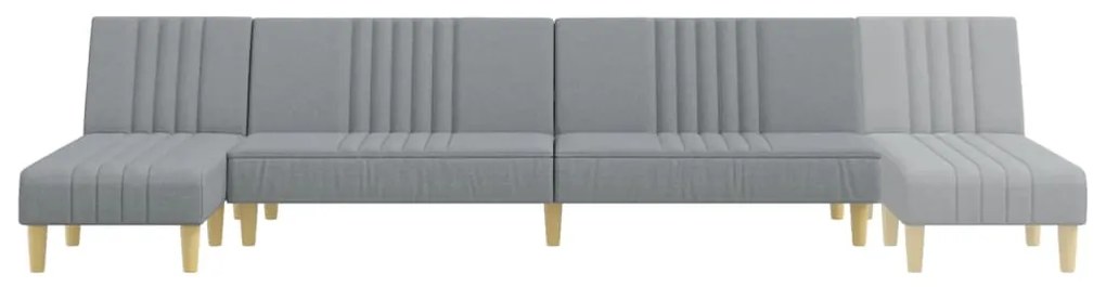 Sofá-cama em forma de L 255x140x70 cm tecido cinzento-claro