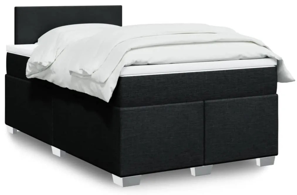 vidaXL Cama com molas/colchão 120x200 cm tecido preto