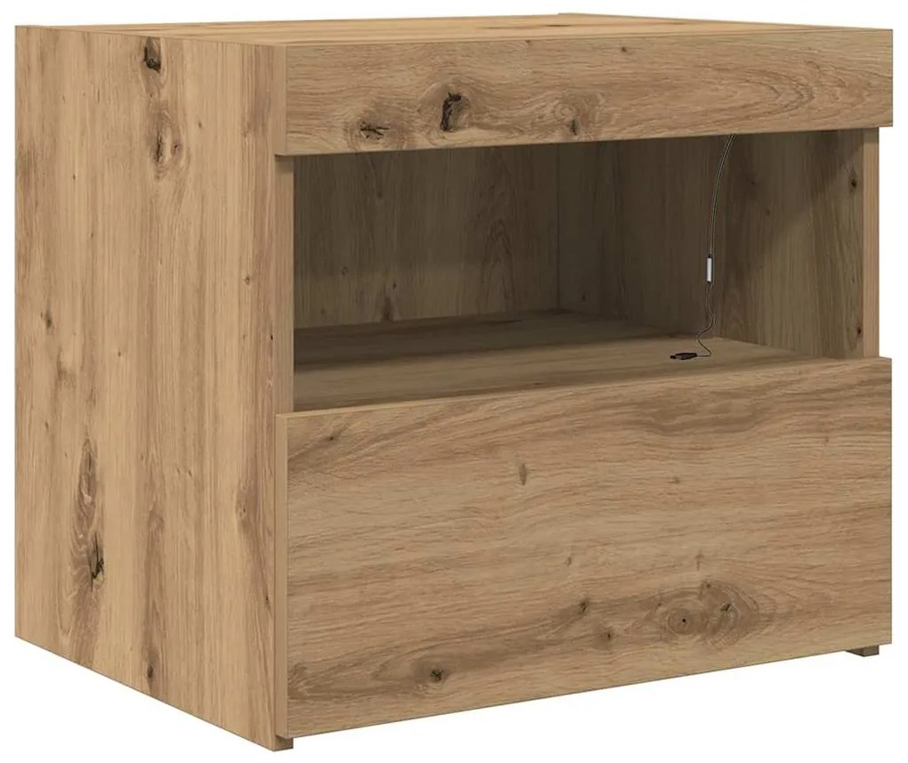 Camas de cabeceira vidaXL com luzes LED 2 pcs Carvalho Artisan 50x40x4