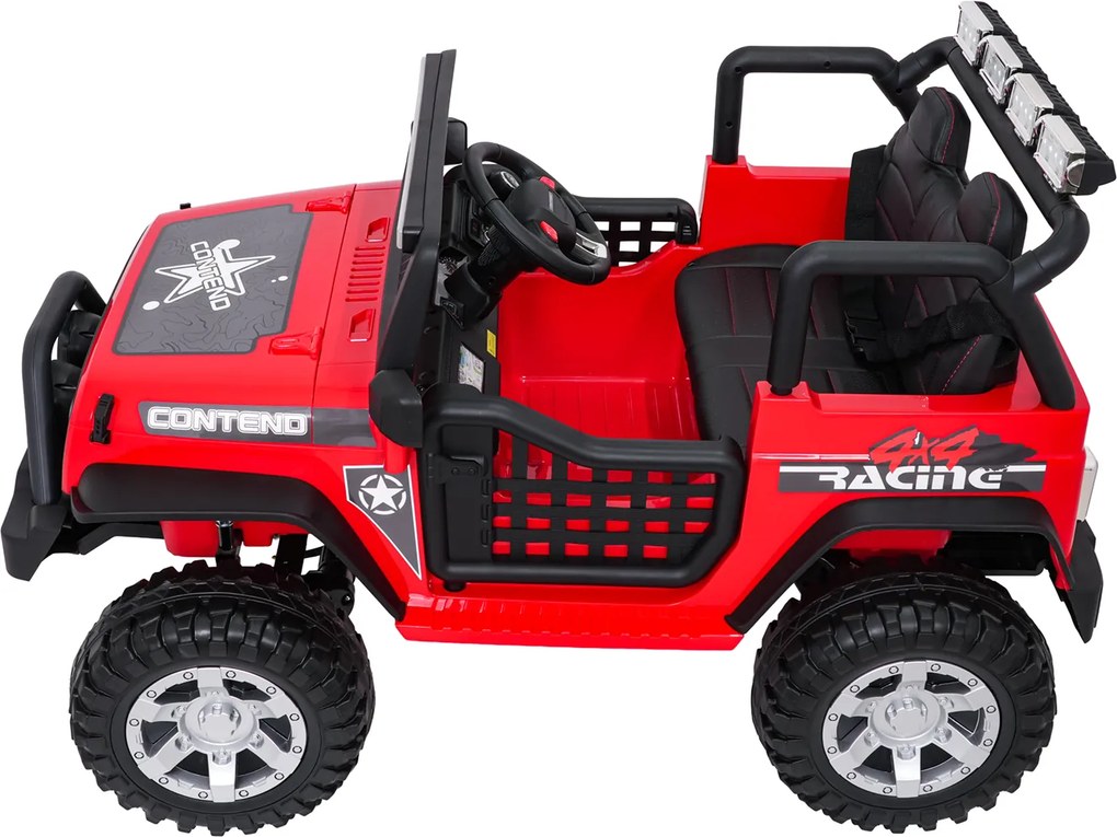 Jipe elétrico para Crianças 12V Jeep BEAST 4x4, Rodas de espuma EVA, Assento Couro ecológico Vermelho