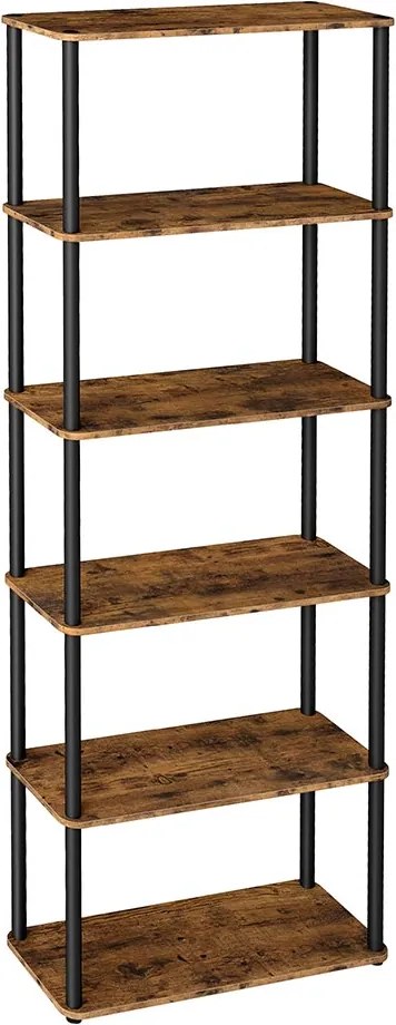 Estante com 6 prateleiras e montagem sem ferramentas 23,8 x 60 x 173,4 cm Castanho vintage + Preto