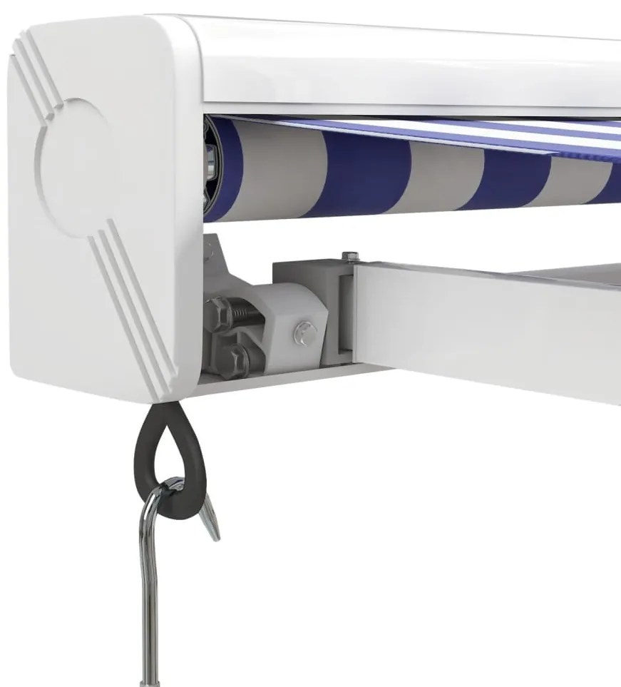 Toldo retrátil 4x3 m tecido e alumínio azul e branco